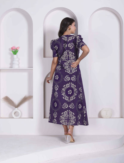 Miravan Womens Floral Printed Cotton Butterfly Maxi Dress