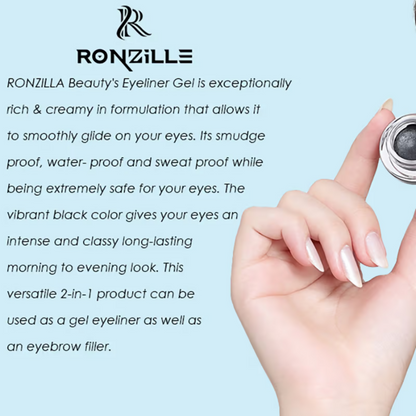 Ronzille 36Hr Waterproof And Smudge Proof Long Wear Gel Eyeliner With Brush - Black And Brown