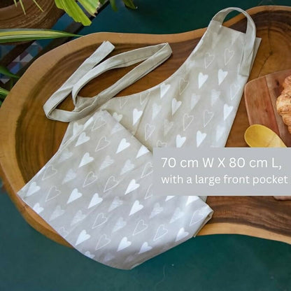 Oak & Lily 100% Cotton Kitchen Apron-Beige and Ivory
