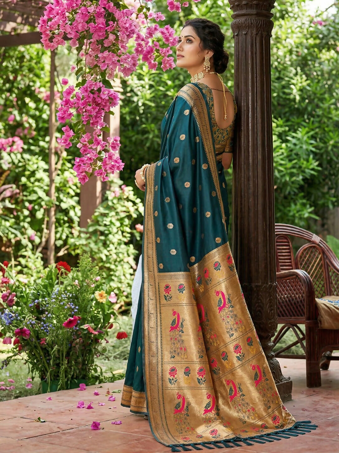 Shree Shyam Fashion Teal Soft Silk Saree