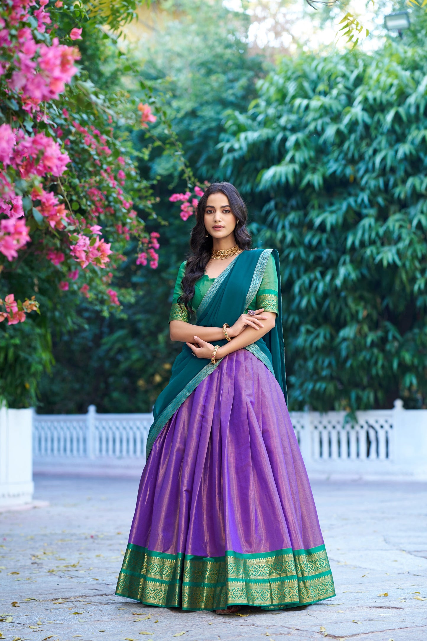 Lorenvalley Fashion Lavender Kanchipuram Zari Weaving Work Lehenga Choli with Dupatta