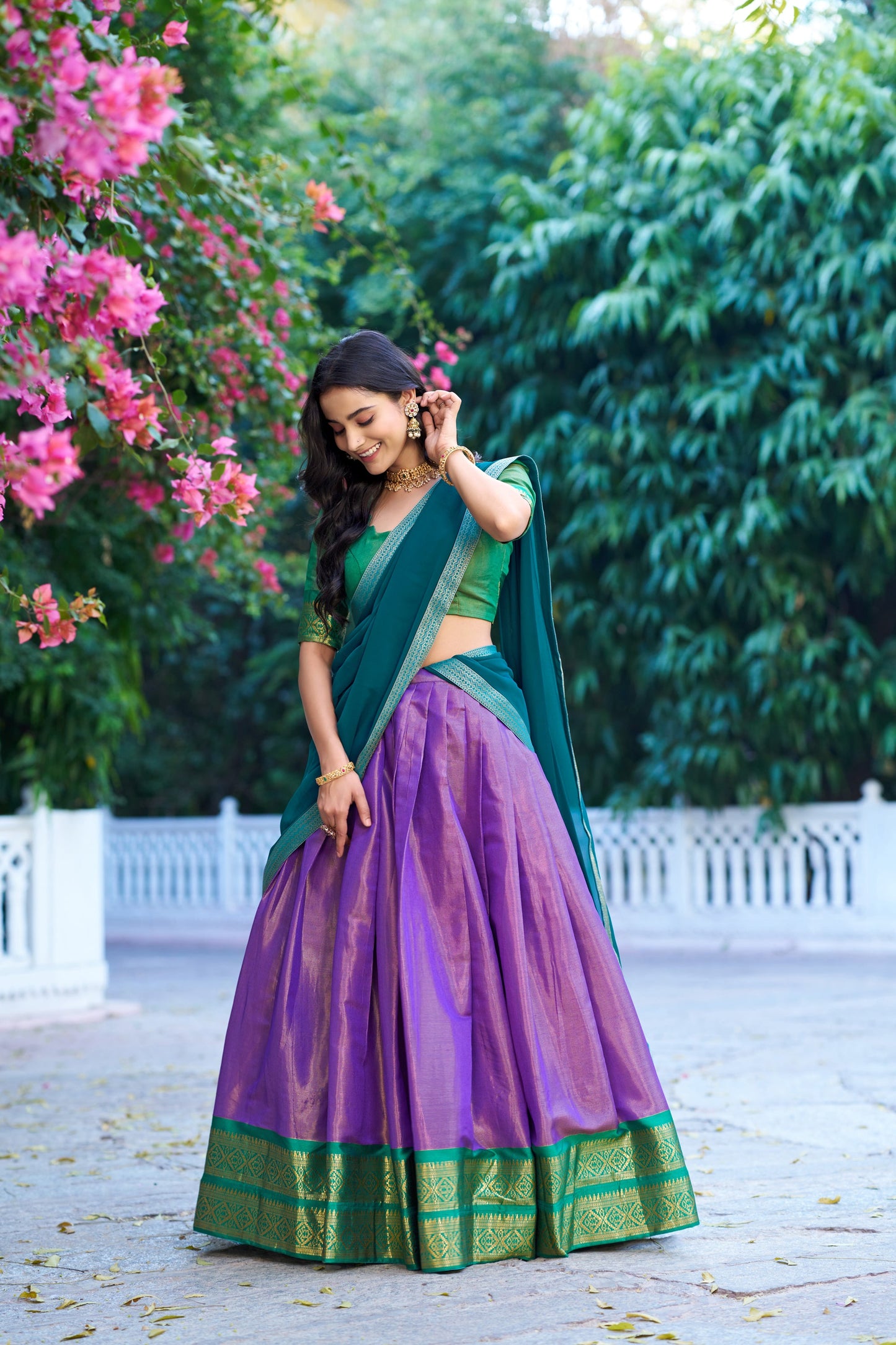 Lorenvalley Fashion Lavender Kanchipuram Zari Weaving Work Lehenga Choli with Dupatta