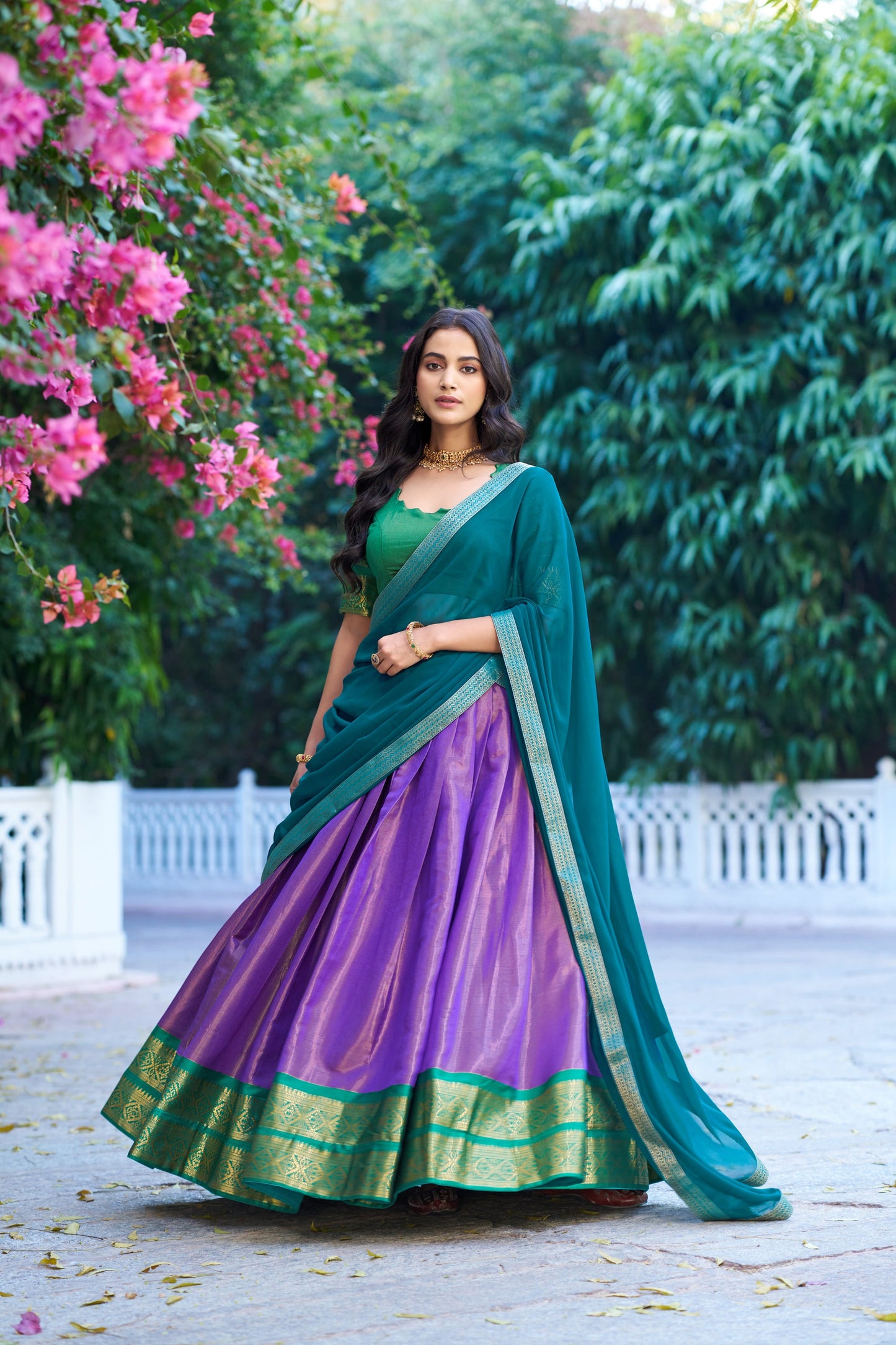 Lorenvalley Fashion Lavender Kanchipuram Zari Weaving Work Lehenga Choli with Dupatta