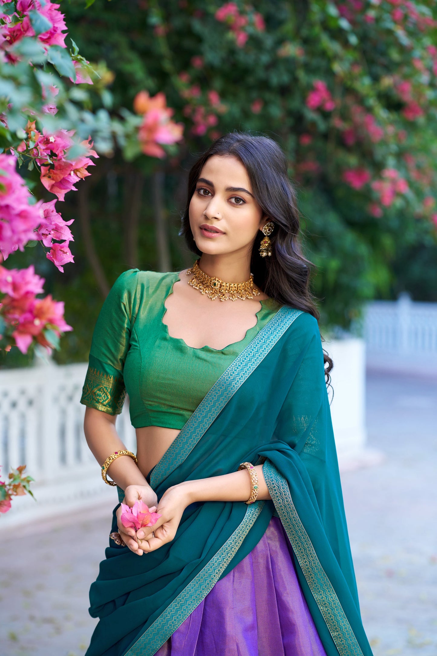Lorenvalley Fashion Lavender Kanchipuram Zari Weaving Work Lehenga Choli with Dupatta