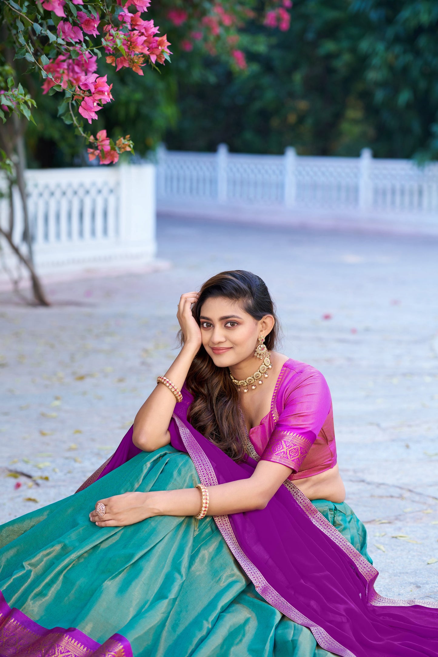 Lorenvalley Fashion Skyblue Kanchipuram Zari Weaving Work Lehenga Choli with Dupatta