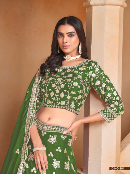 Anaita Green Embroidered Heavy Organza Designer Lehenga With Blouse