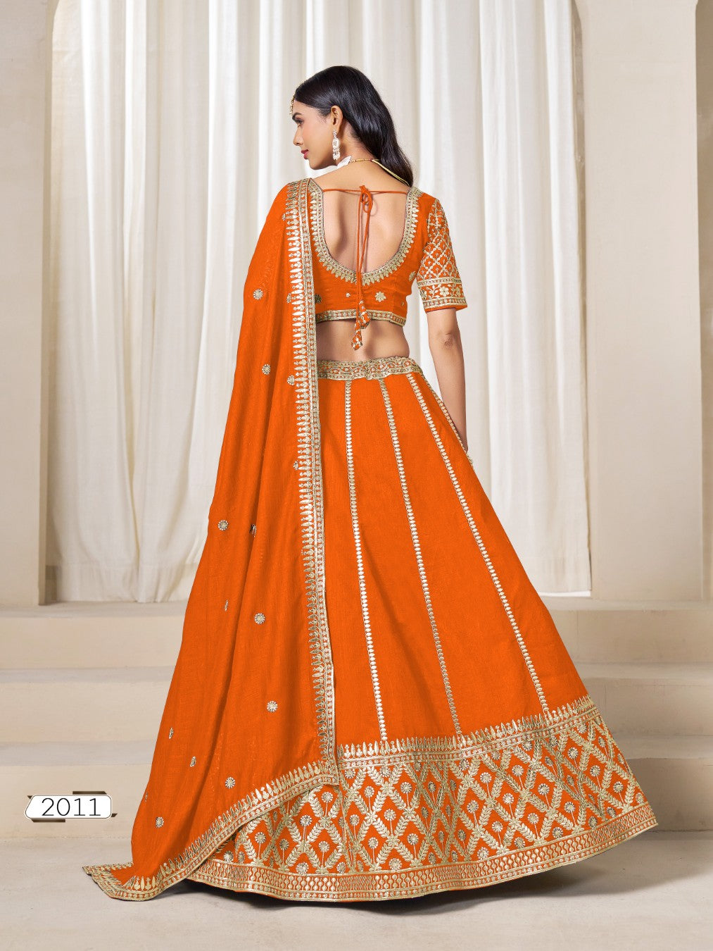 Anaita Orange Embroidered Art Silk Designer Lehenga Choli
