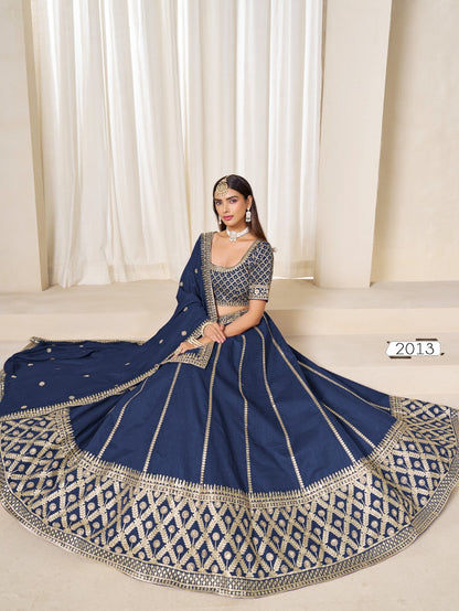 Anaita Navy Embroidered Art Silk Designer Lehenga Choli