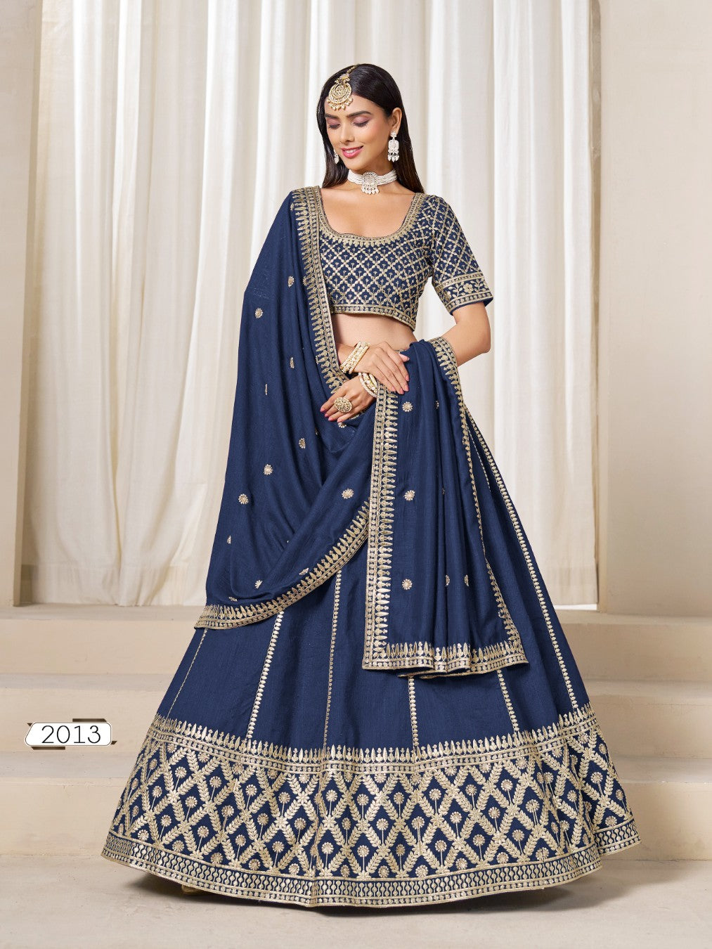 Anaita Navy Embroidered Art Silk Designer Lehenga Choli