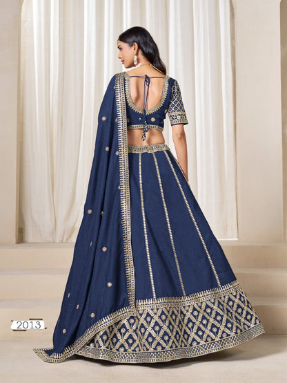 Anaita Navy Embroidered Art Silk Designer Lehenga Choli