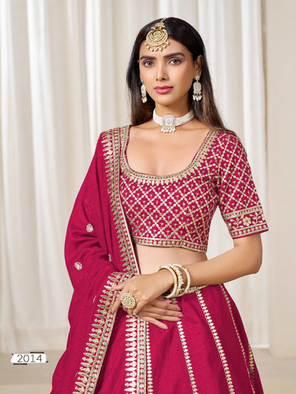 Anaita Red Embroidered Art Silk Designer Lehenga Choli