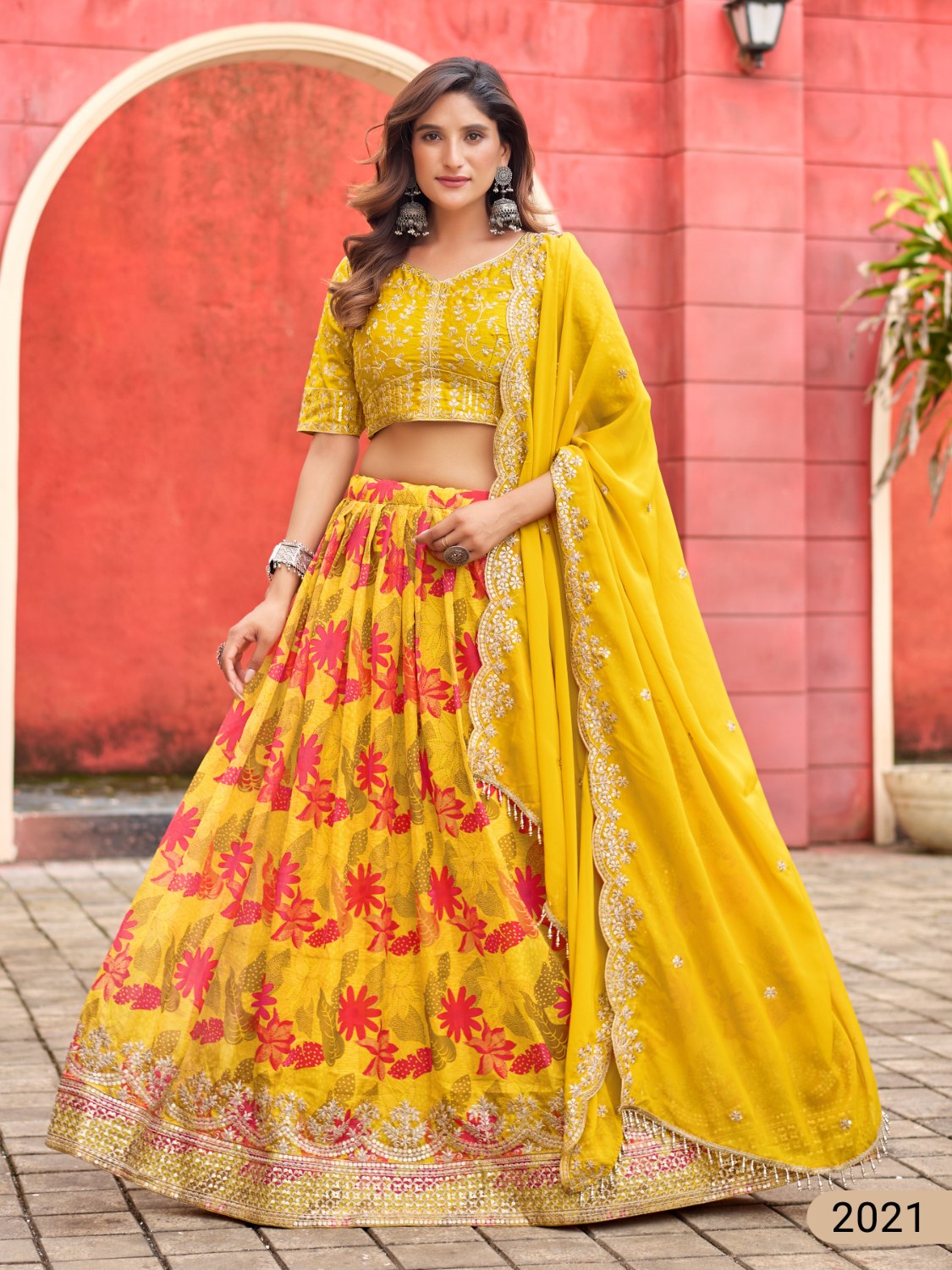 Anaita Yellow Art Silk Lehenga Choli With Tabby Silk Print