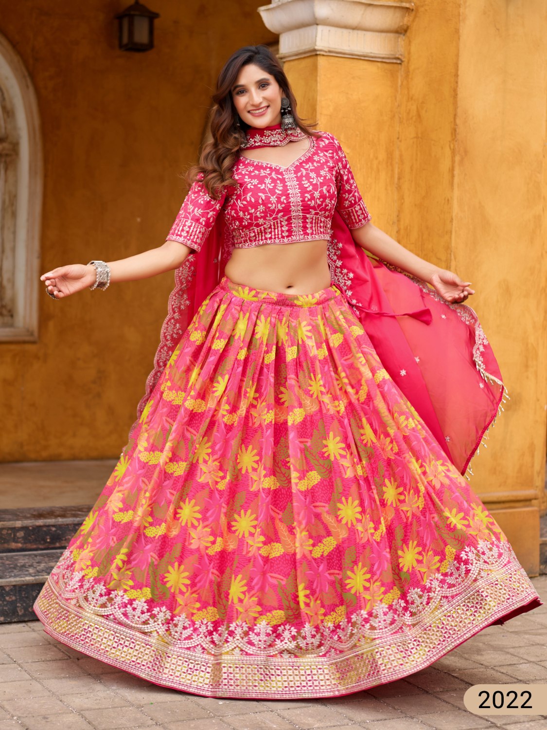 Anaita Magenta Art Silk Lehenga Choli With Tabby Silk Print
