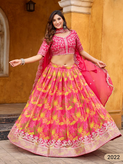 Anaita Magenta Art Silk Lehenga Choli With Tabby Silk Print