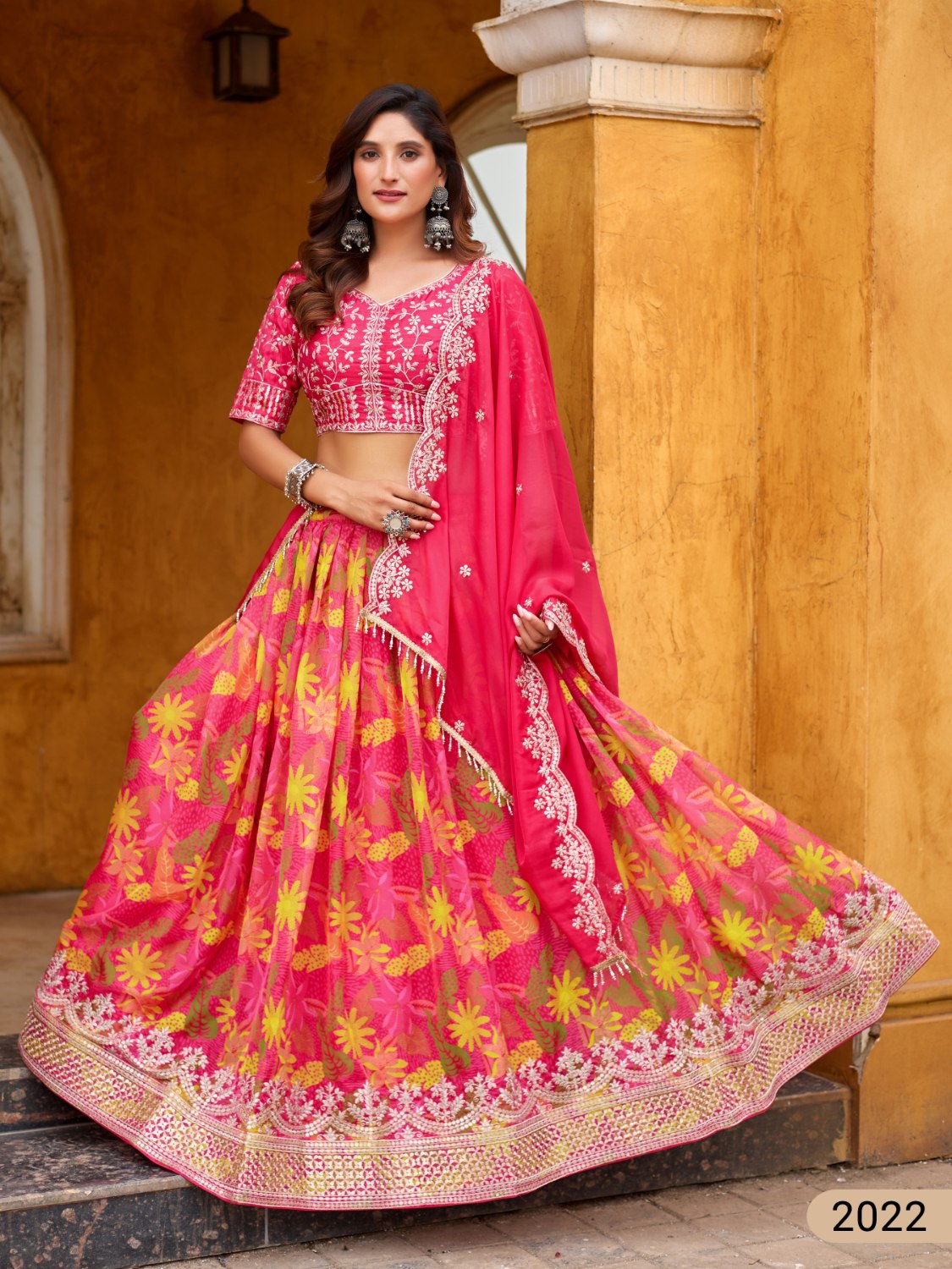 Anaita Magenta Art Silk Lehenga Choli With Tabby Silk Print