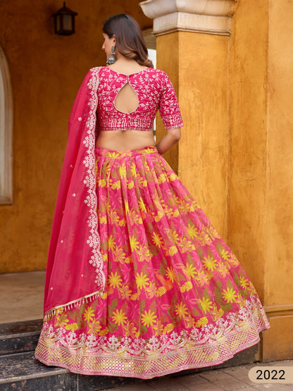 Anaita Magenta Art Silk Lehenga Choli With Tabby Silk Print