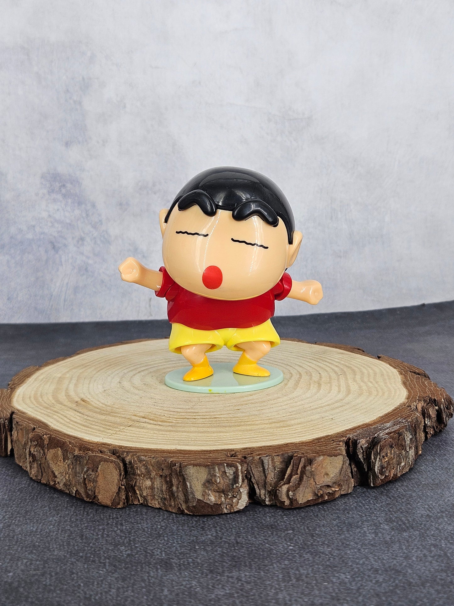 Crayon Shinchan Movable Noding Head Mechanical Toy Figure With Box | Red Shirt | 12 cm