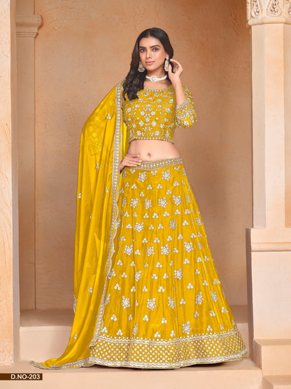 Anaita Yellow Embroidered Heavy Organza Designer Lehenga With Blouse