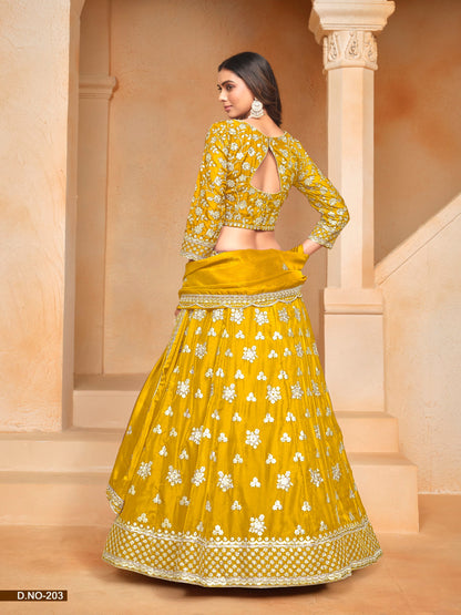 Anaita Yellow Embroidered Heavy Organza Designer Lehenga With Blouse