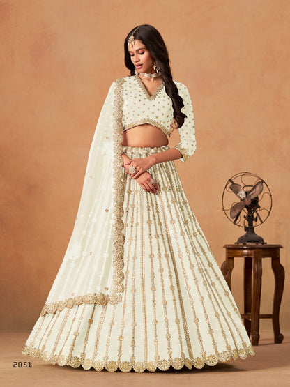 Anaita White Art Silk Lehenga Choli With Embroidery Work