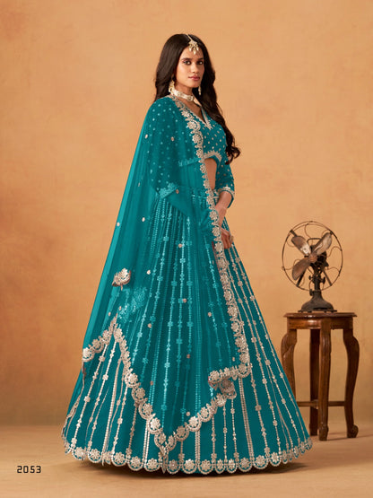 Anaita Teal Green Art Silk Lehenga Choli With Embroidery Work