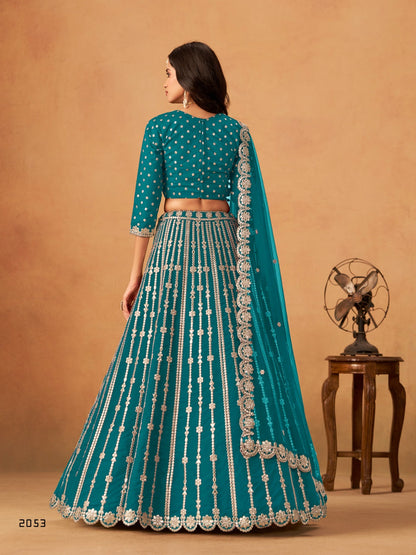 Anaita Teal Green Art Silk Lehenga Choli With Embroidery Work