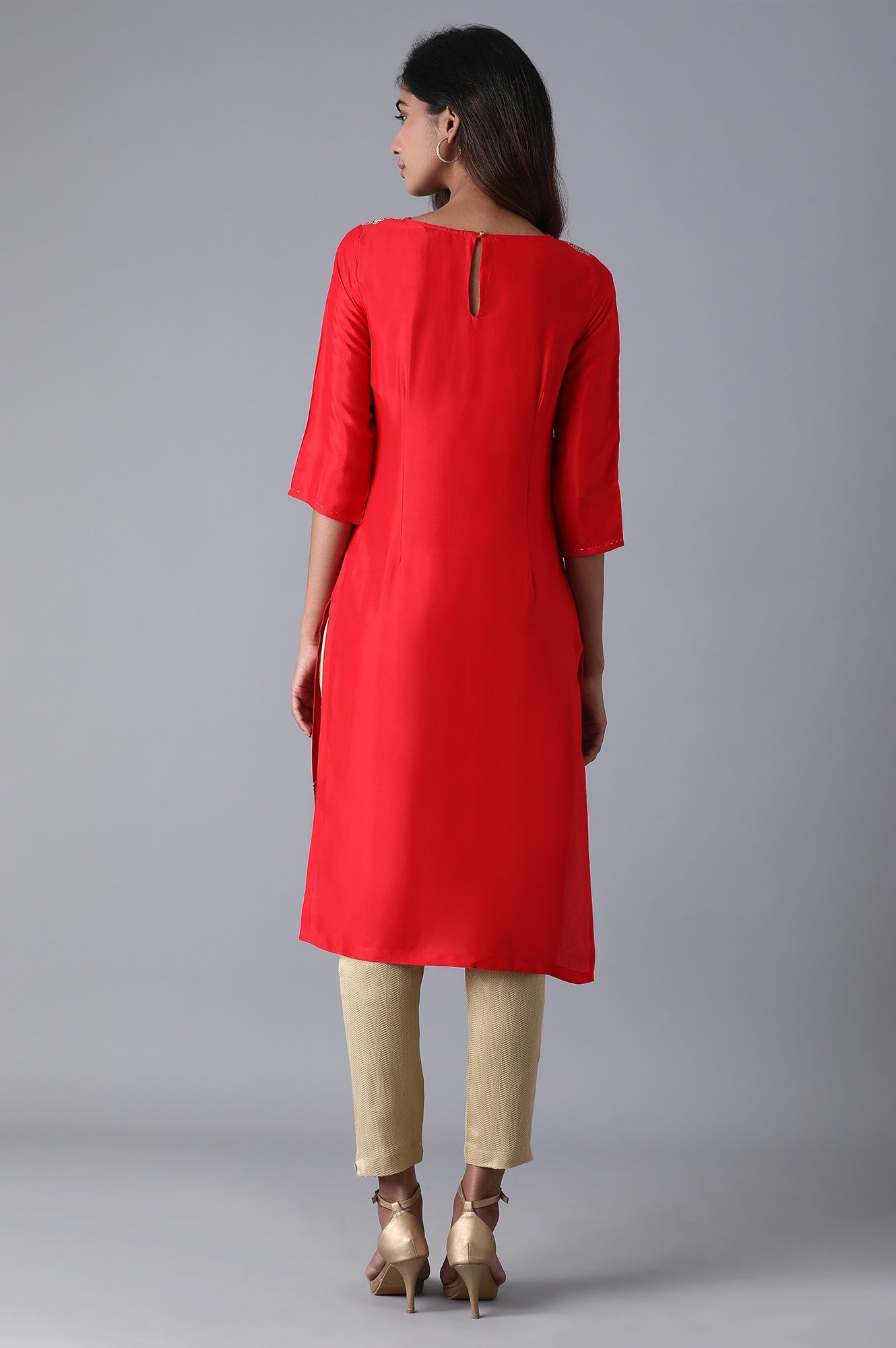W for Woman Red Straight kurta