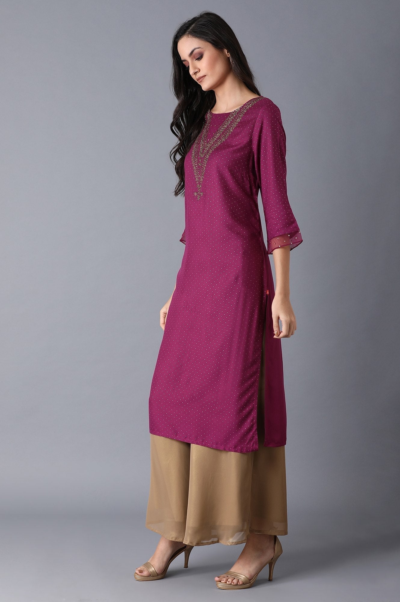 W for Woman Purple Glitter kurta