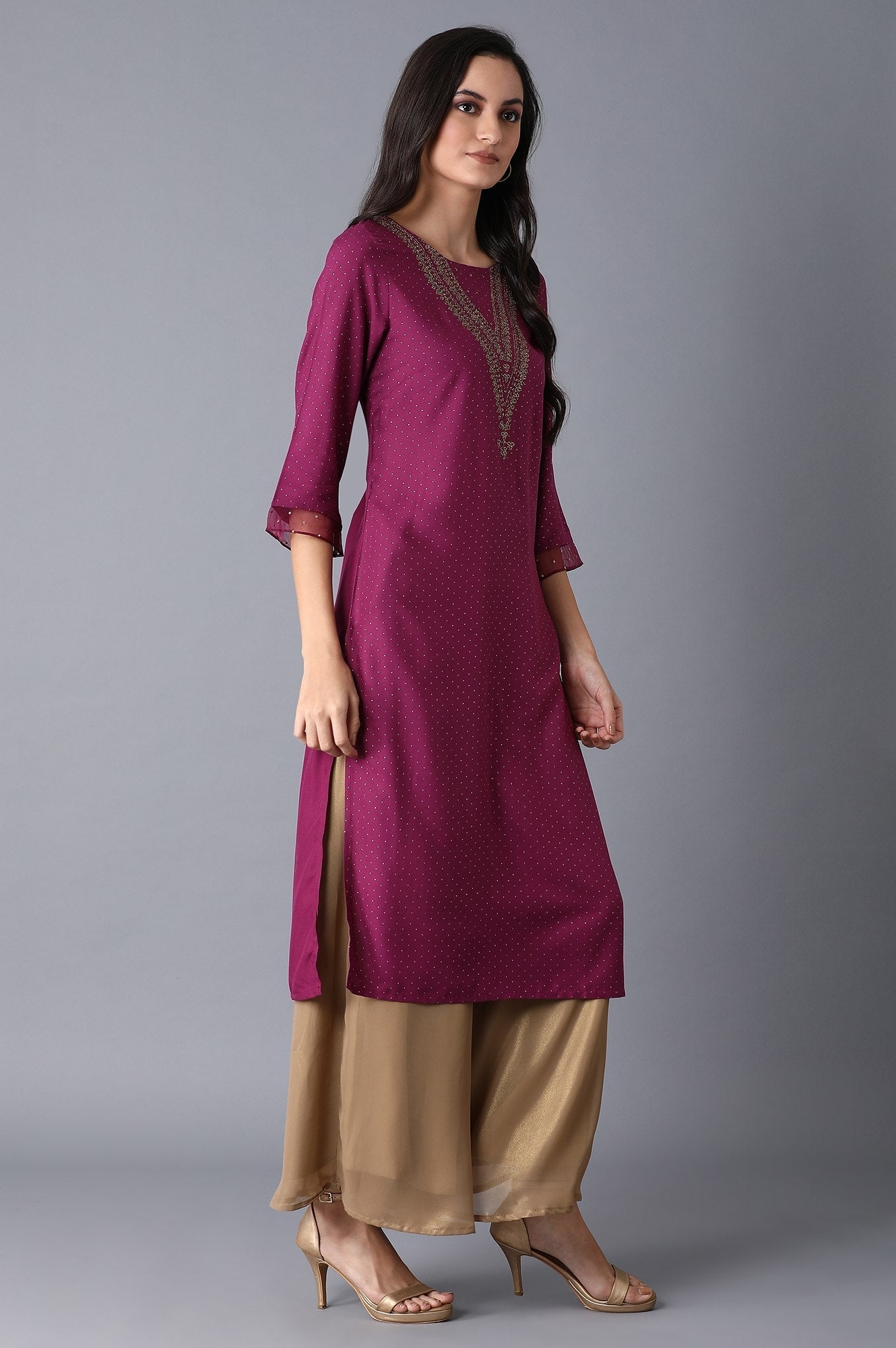 W for Woman Purple Glitter kurta