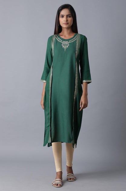 W for Woman Teal Mock Layer kurta