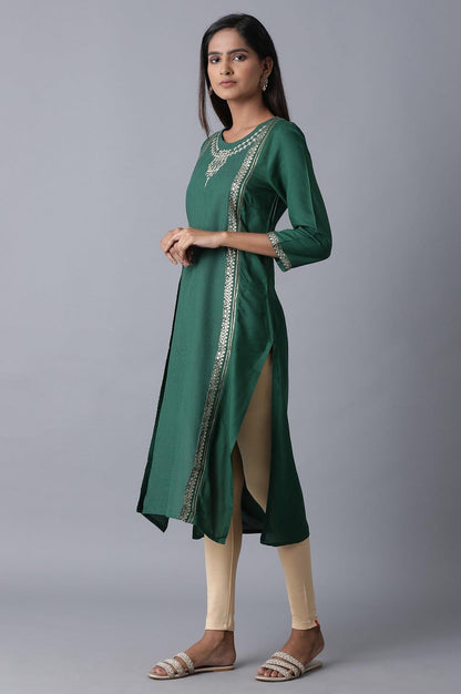 W for Woman Teal Mock Layer kurta