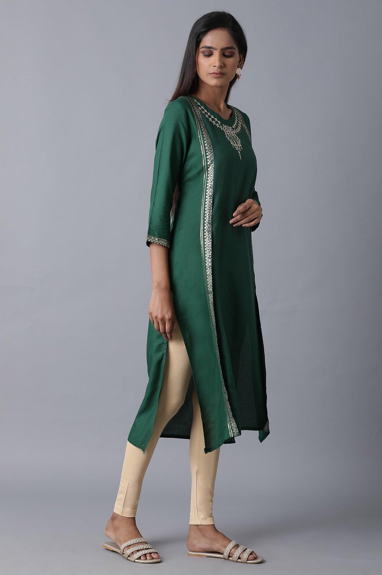 W for Woman Teal Mock Layer kurta