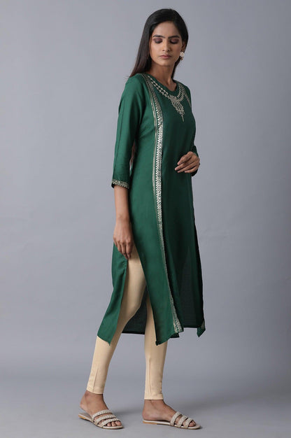 W for Woman Teal Mock Layer kurta