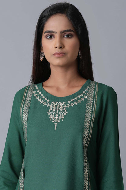 W for Woman Teal Mock Layer kurta