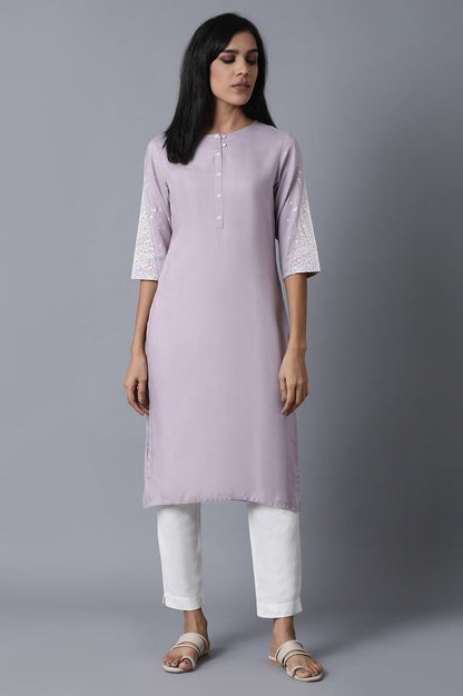 W for Woman Lime Green Polka Print Kurta