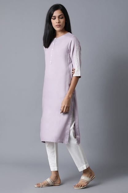 W for Woman Lime Green Polka Print Kurta