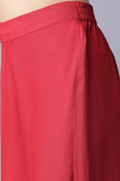 W for Woman Red Printed kurta-Parallel Pant Set