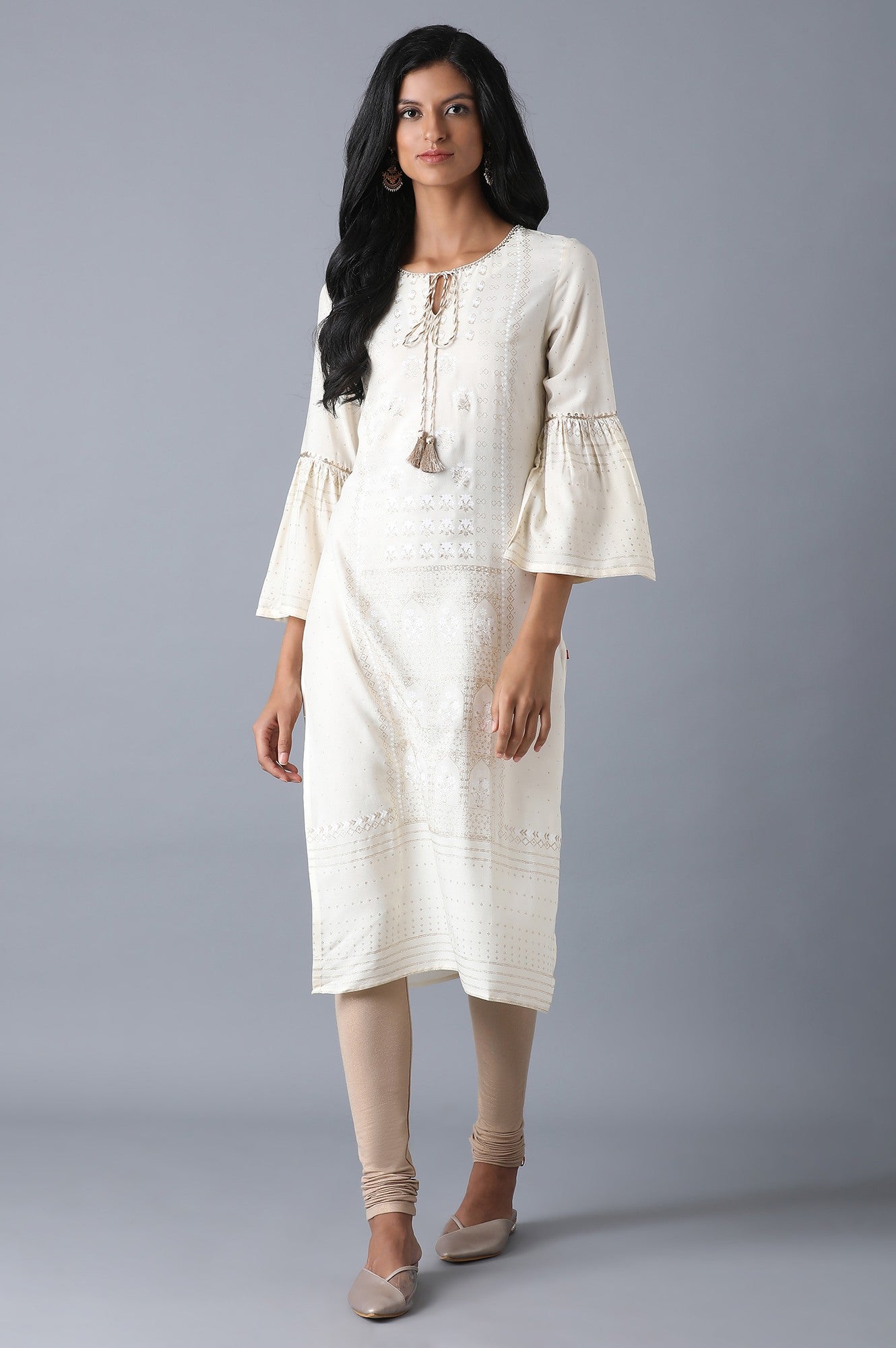 W for Woman Pale Beige Knitted Churidar