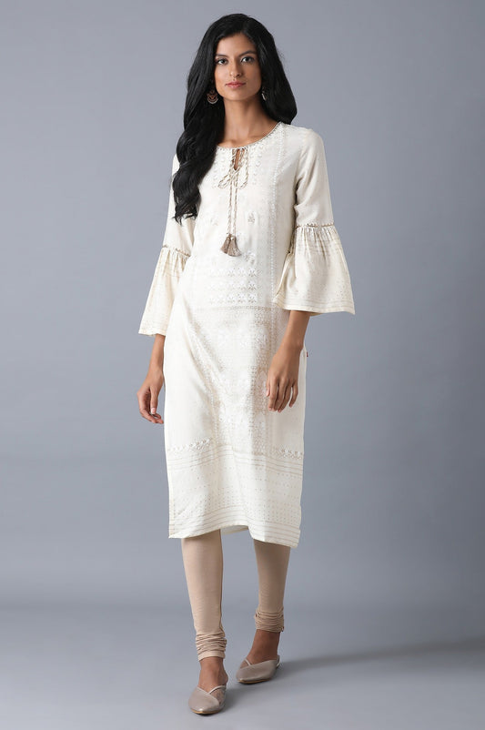W for Woman Pale Beige Knitted Churidar