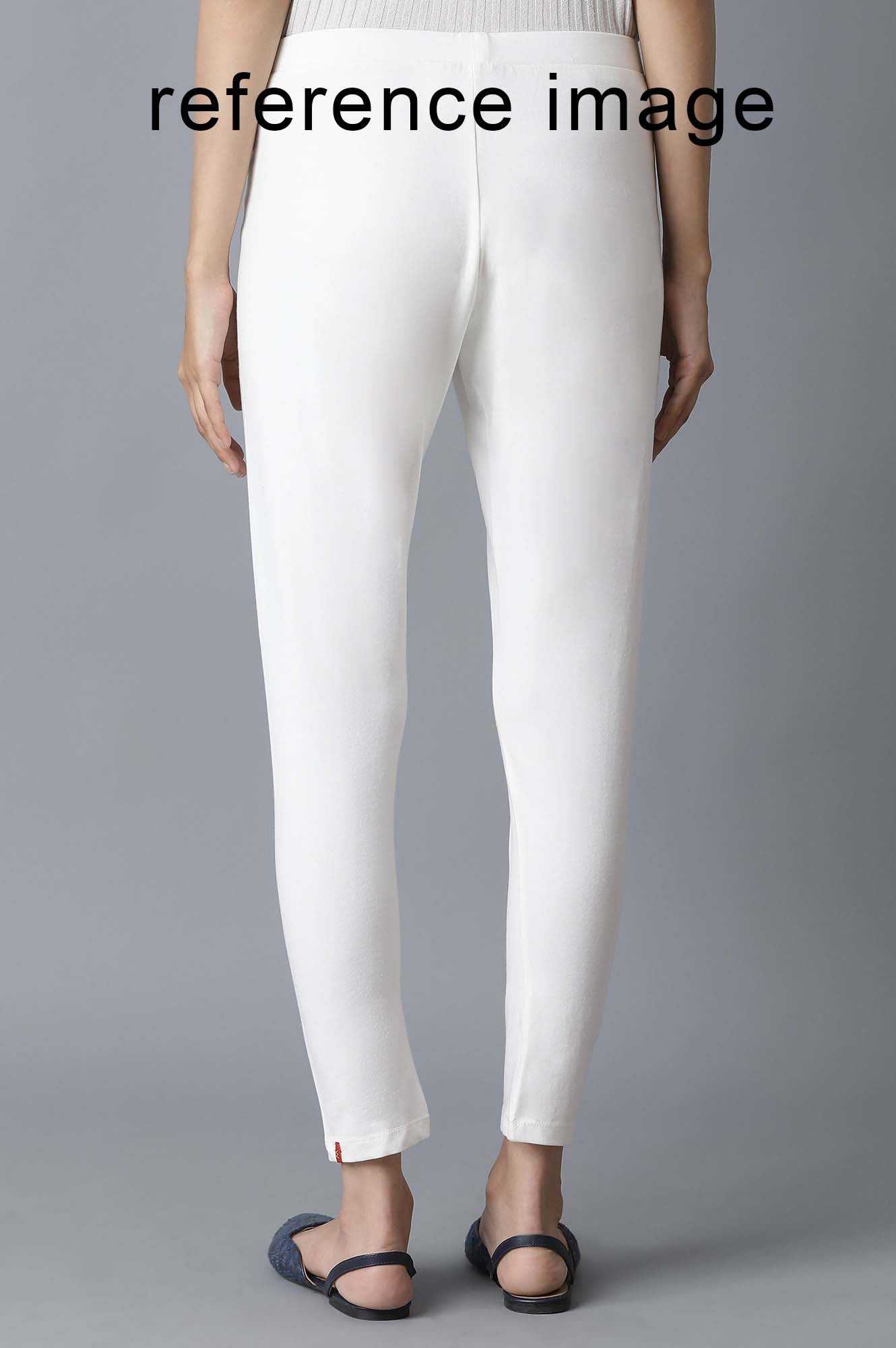 W for Woman Ecru Solid Slim Pants