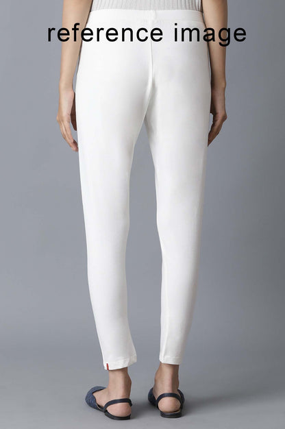 W for Woman Ecru Solid Slim Pants