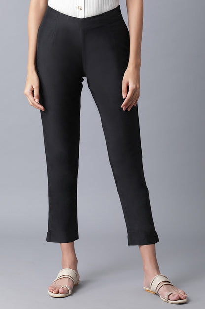 W for Woman Black Slim Fit Ankle Length Pants