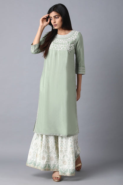 W for Woman Green Reef Dori Embroidered kurta