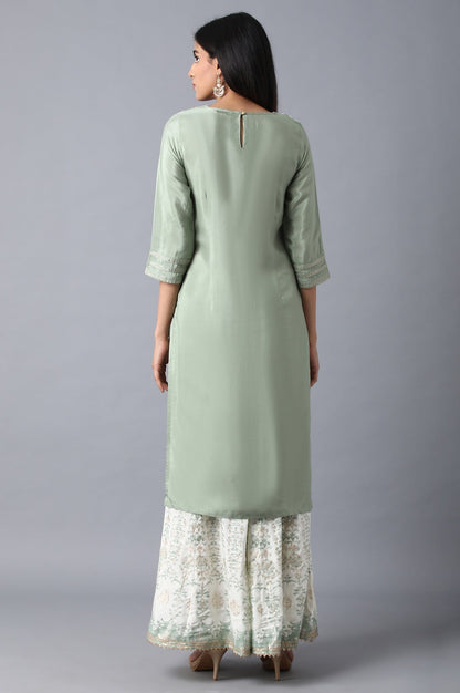 W for Woman Green Reef Dori Embroidered kurta