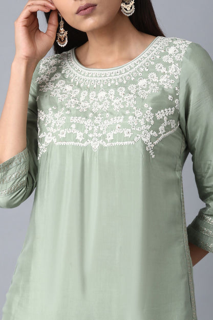 W for Woman Green Reef Dori Embroidered kurta
