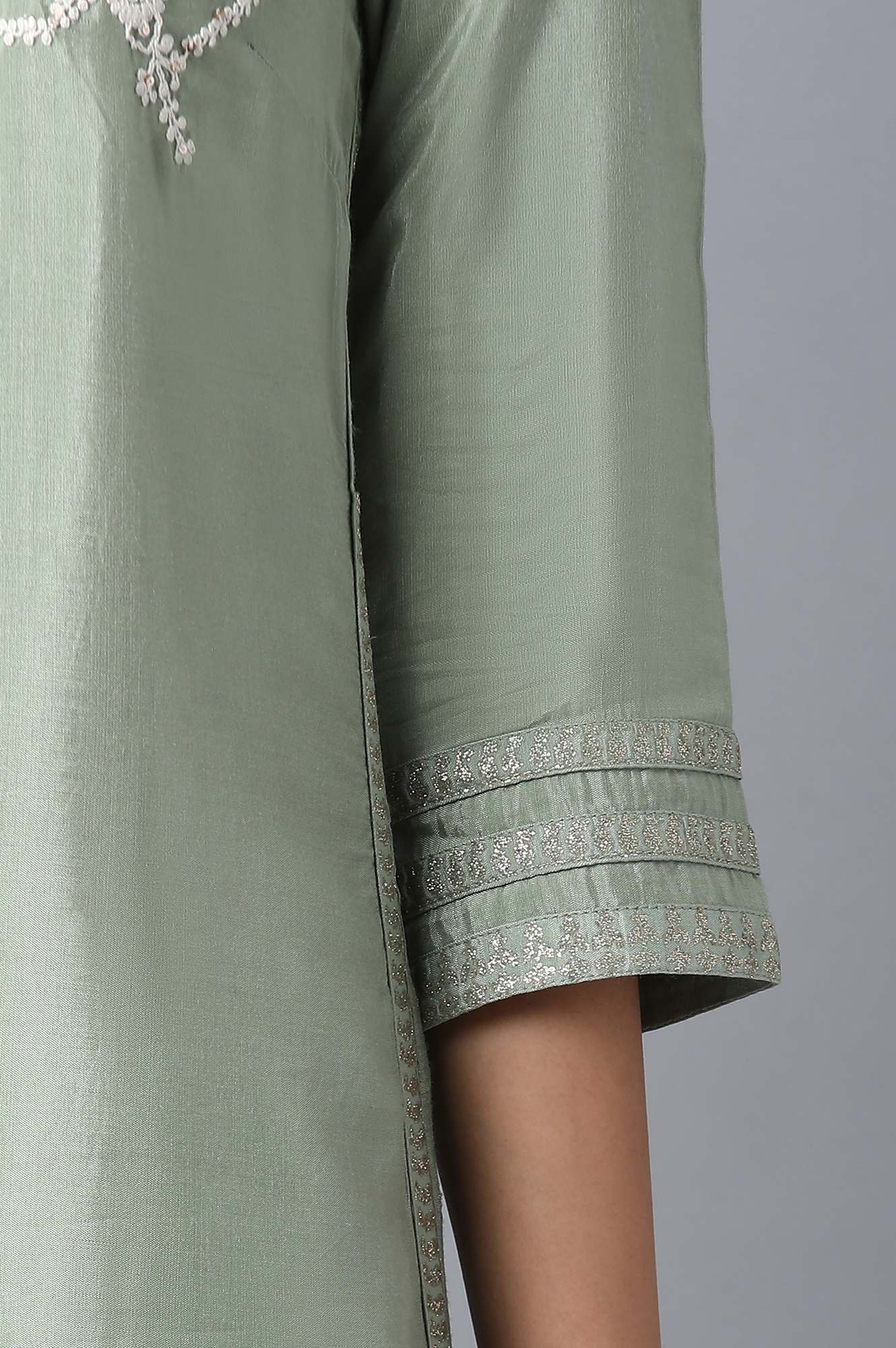 W for Woman Green Reef Dori Embroidered kurta