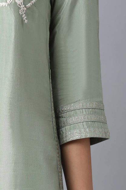 W for Woman Green Reef Dori Embroidered kurta