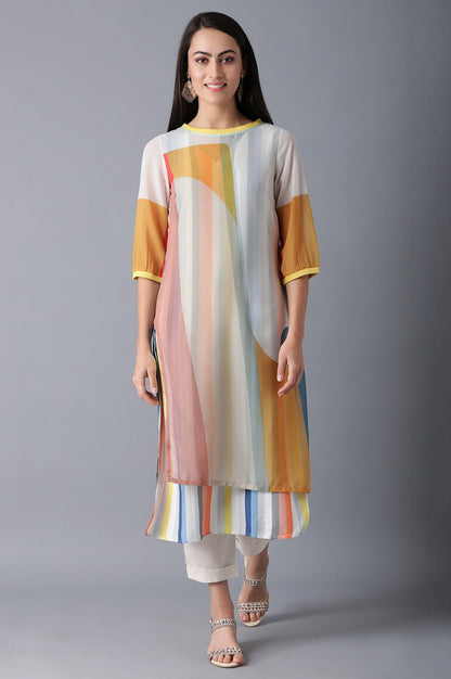 W for Woman Bright Multicolor Layered kurta