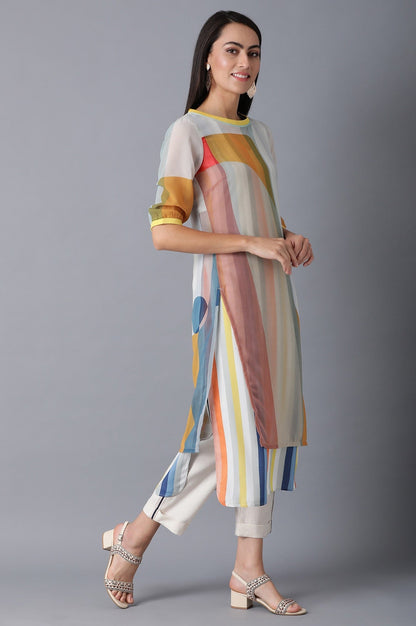 W for Woman Bright Multicolor Layered kurta