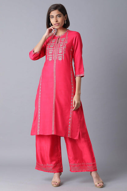 W for Woman Signature Fuchsia Pink Straight kurta